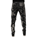 Dolce & Gabbana Black Tie Dye Cotton Skinny Zip Denim Jeans