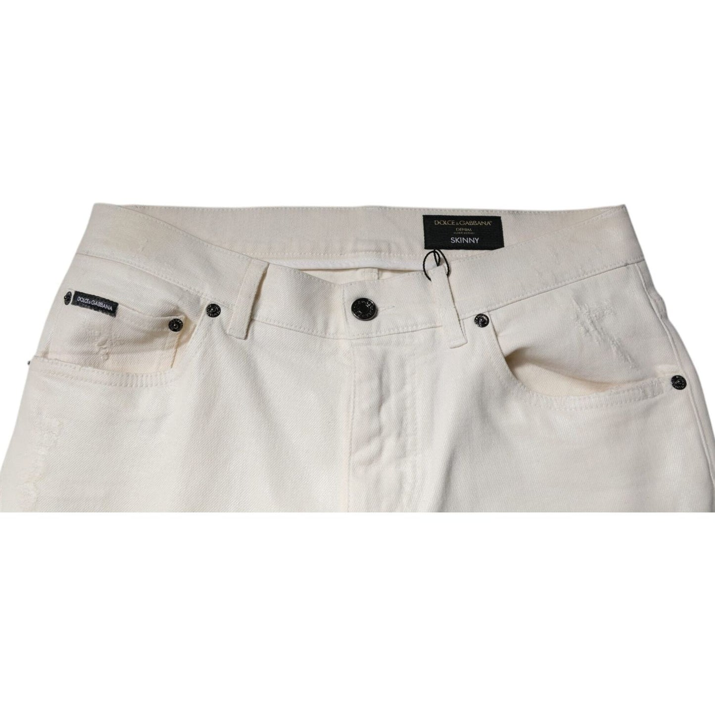 Dolce & Gabbana Off White Cotton Stretch Skinny Denim Jeans