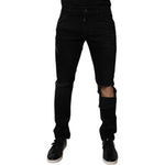 Dolce & Gabbana Black Ripped Cotton Skinny Men Denim Jeans