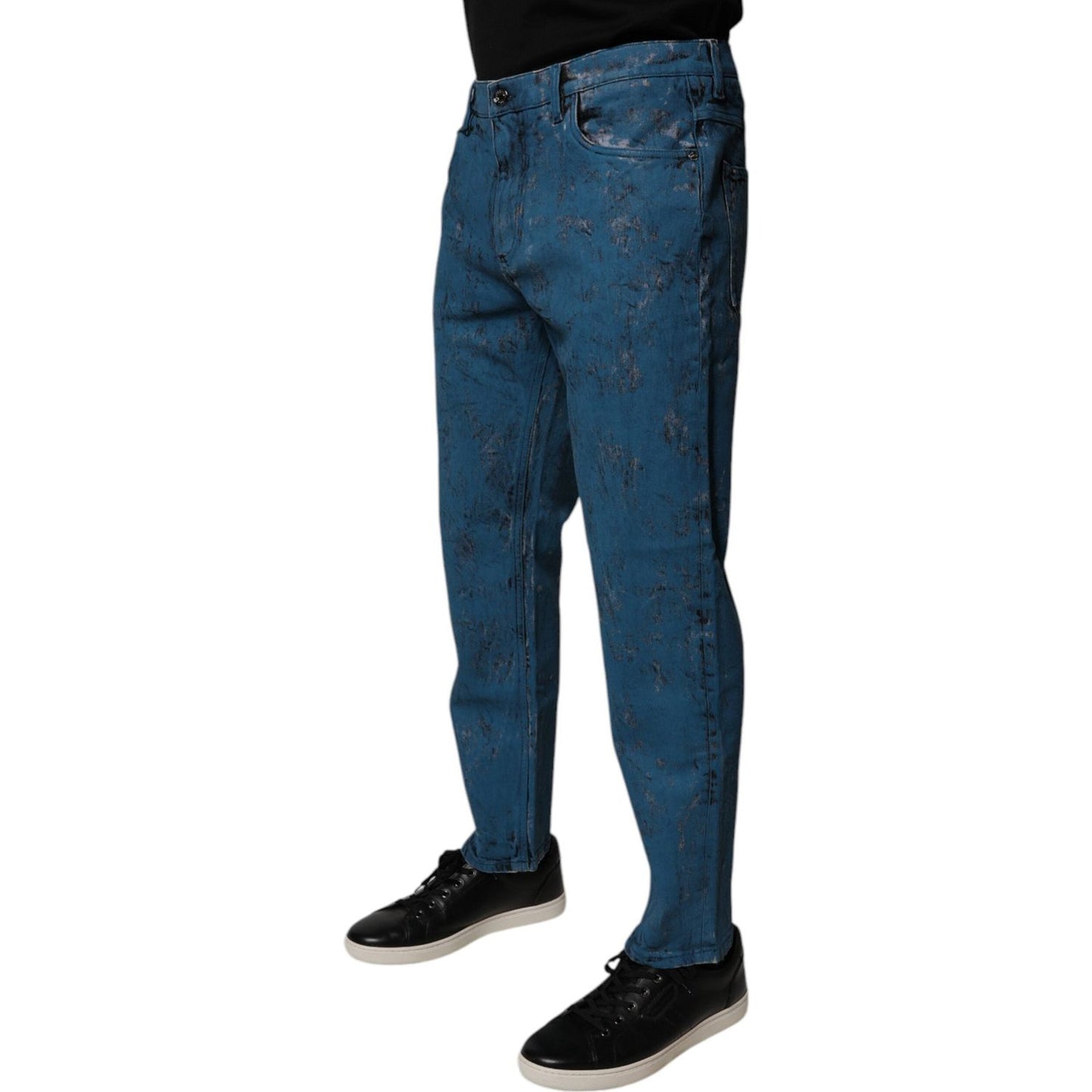 Dolce & Gabbana Blue Tie Dye Cotton Skinny Men Denim Jeans