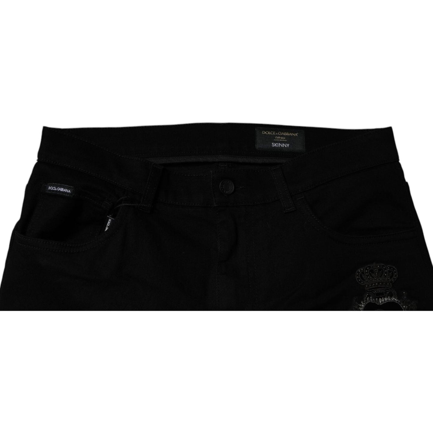 Dolce & Gabbana Black Sacred Heart Cotton Skinny Denim Jeans