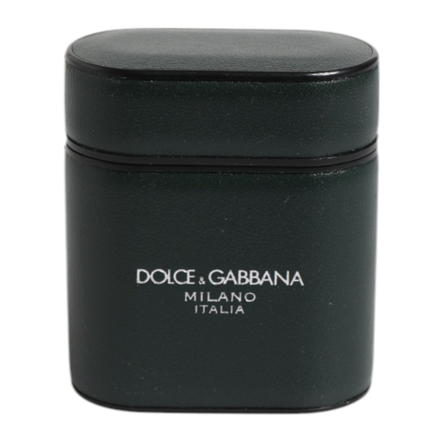 Dolce & Gabbana Black Calfskin Leather Logo Print Flip Holder Airpods Case SMY10659