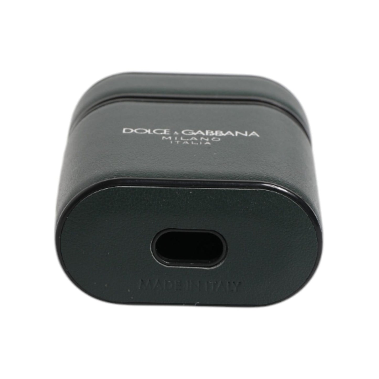 Dolce & Gabbana Black Calfskin Leather Logo Print Flip Holder Airpods Case SMY10659