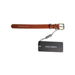 Dolce & Gabbana Brown Textured Leather Gold Metal Buckle Armband SMY10693#