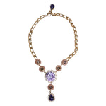 Dolce & Gabbana Gold Brass Floral Crystals Pearl Embellished Necklace