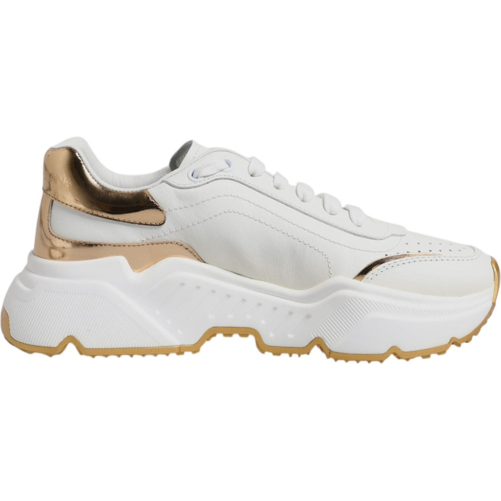 Dolce & Gabbana White Gold Daymaster Low Top Sneakers Shoes