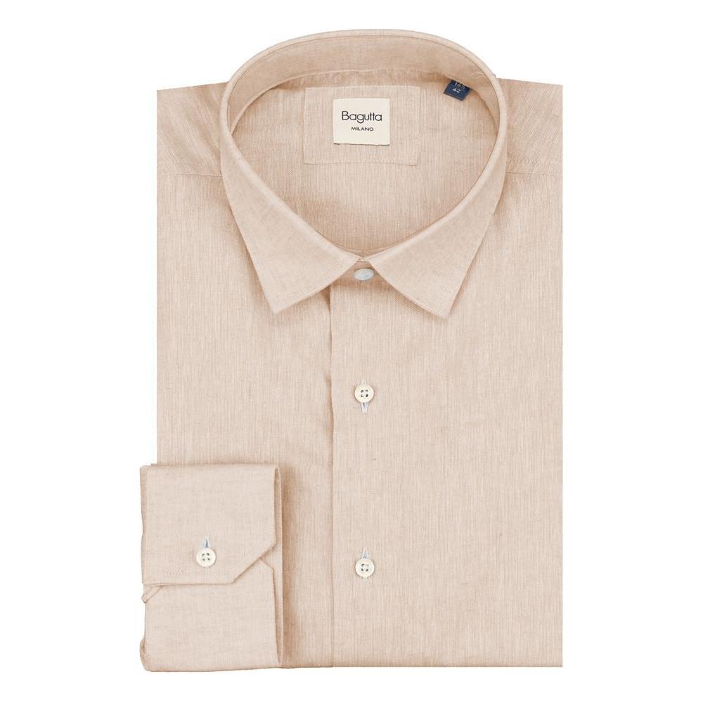 Bagutta Beige Linen Men Shirt