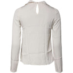 Dolce & Gabbana Cream Floral Lace Long Sleeves Blouse Top