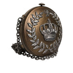 Dolce & Gabbana Gold Brass Metal DG Crown Clutch Crossbody Bag