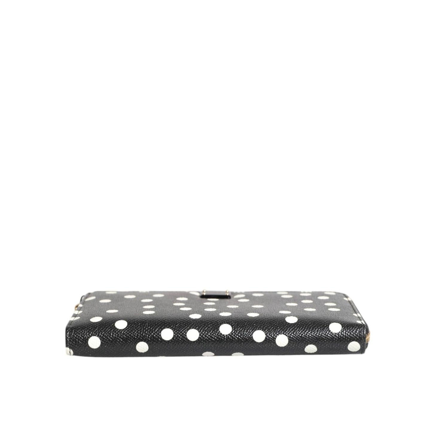 Dolce & Gabbana Black White Dotted Leather Zip Around Continental Wallet BAG4622