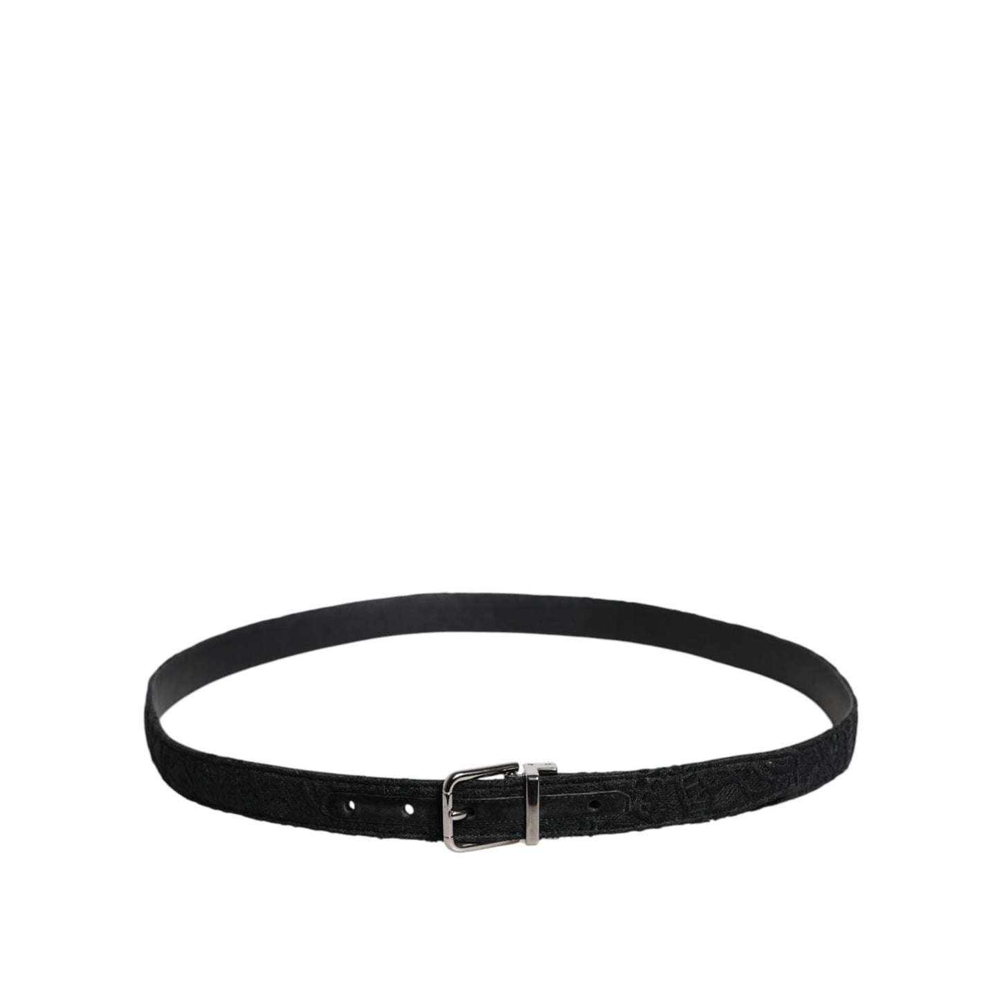Dolce & Gabbana Black Cotton Blend Silver Metal Buckle Belt BEL9281-110