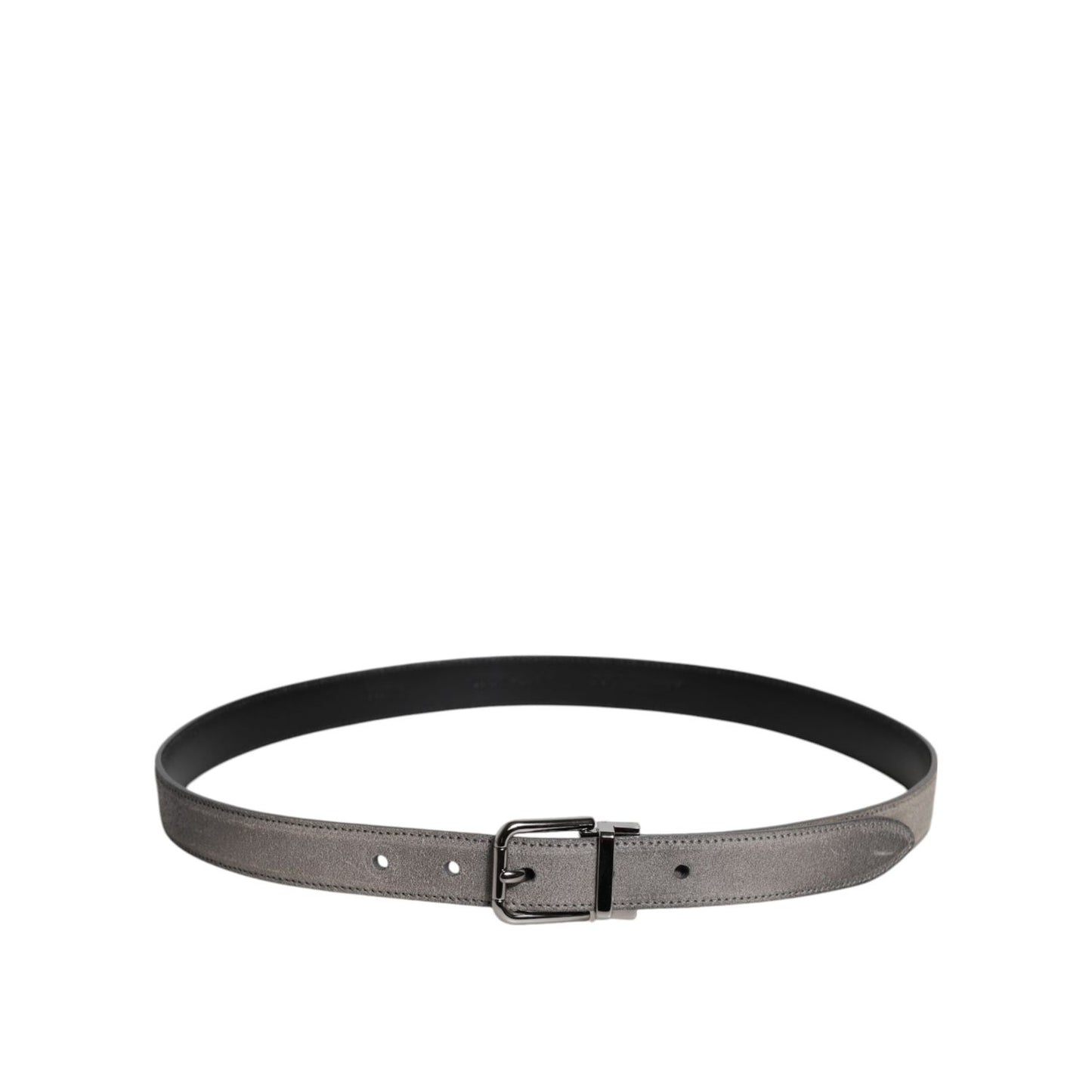 Dolce & Gabbana Gray Leather Silver Tone Metal Buckle Belt BEL9287-105