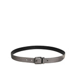 Dolce & Gabbana Gray Leather Silver Tone Metal Buckle Belt BEL9287-105
