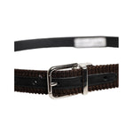 Dolce & Gabbana Brown Velvet Metal Buckle Classic Belt