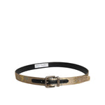 Dolce & Gabbana Gold Leather Jacquard Silver Metal Buckle Belt BEL9353-90