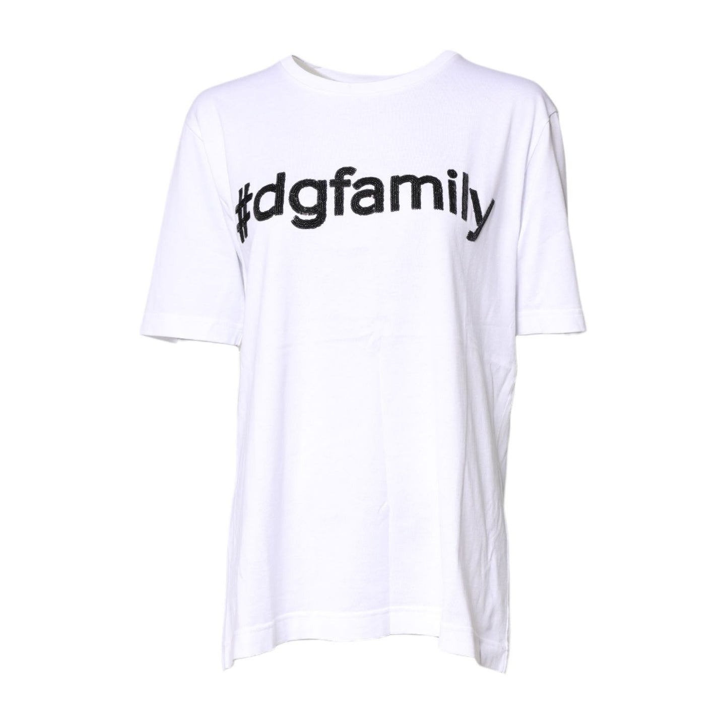 Dolce & Gabbana White #DGFamily Print Cotton Crew Neck T-shirt
