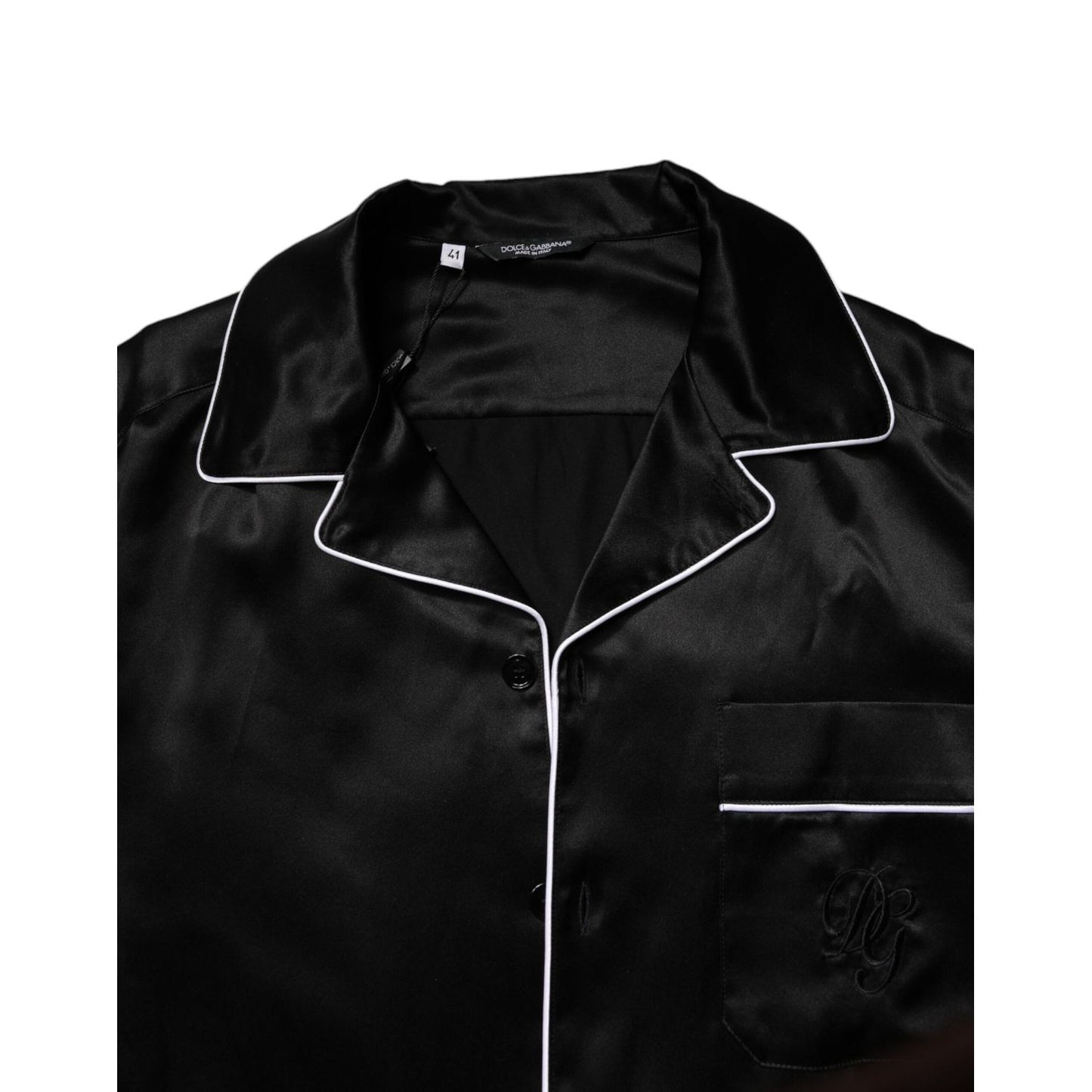 Dolce & Gabbana Black Silk Shirt Pants Pajama Set Sleepwear