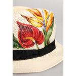 Dolce & Gabbana Beige Floral Print Straw Wide Brim Fedora Hat HAT9694-57