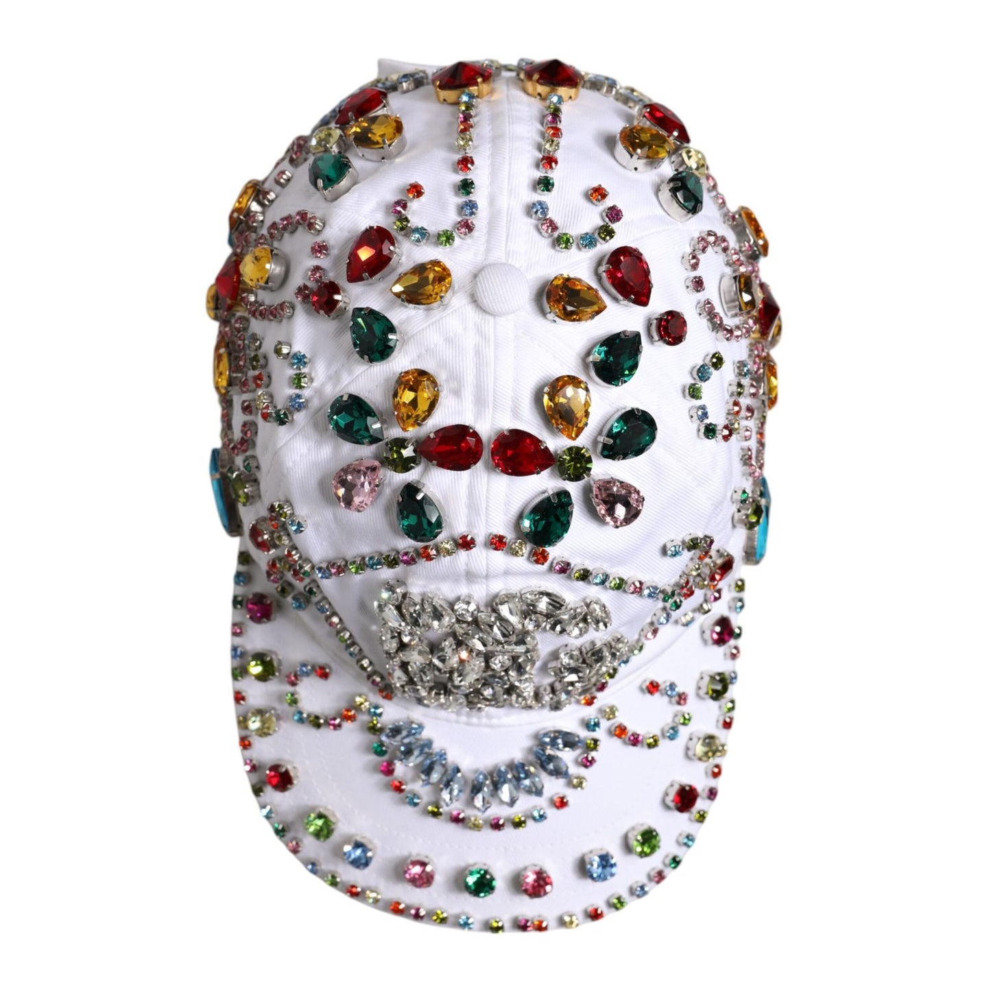 Dolce & Gabbana White Multicolor Crystal Embellish Baseball Cap HAT9700-58