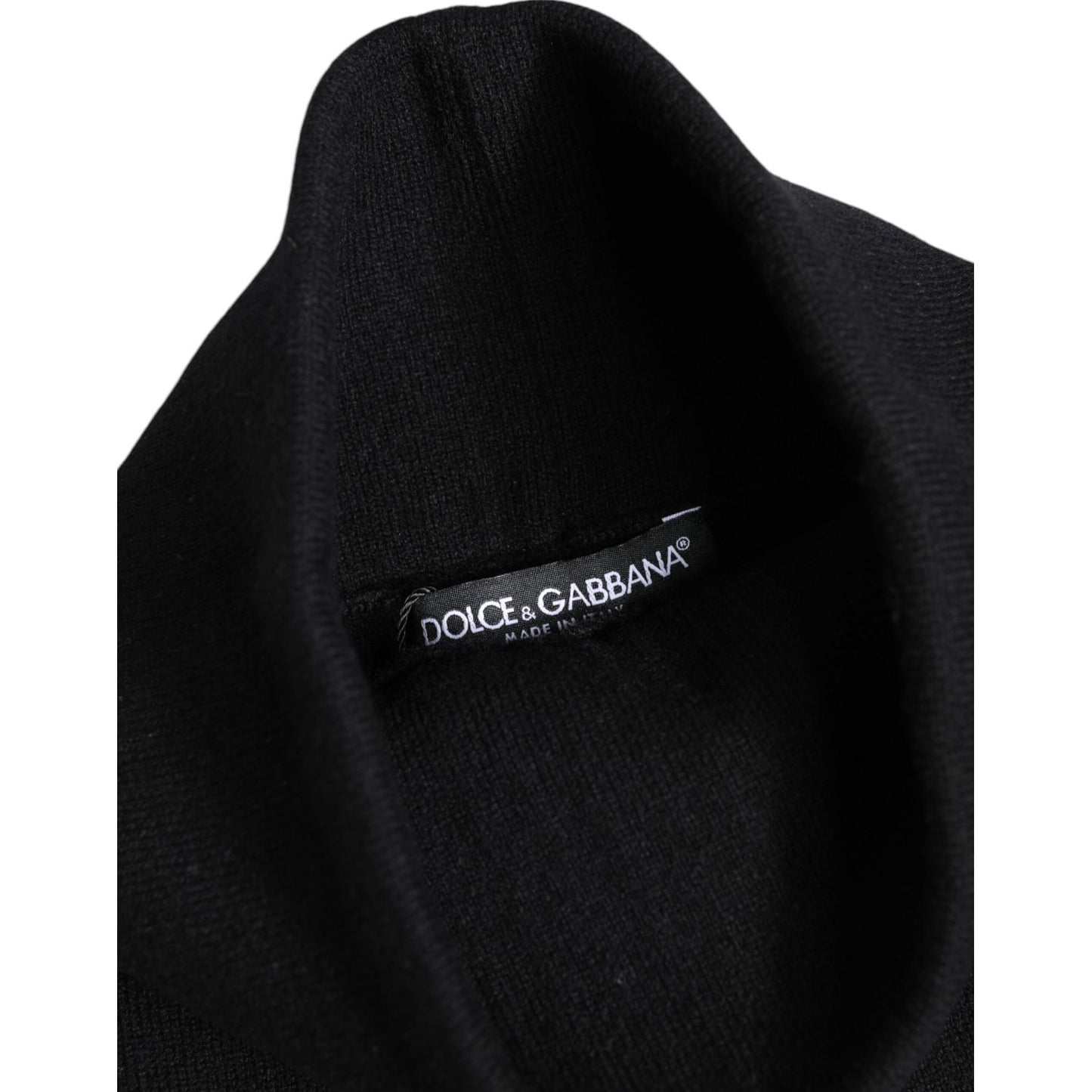 Dolce & Gabbana Black Cashmere Knitted Neck Warmer Foulard Scarf HAT9663