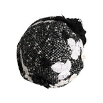 Dolce & Gabbana Black Wool White Floral Embellished Cloche Hat HAT9672