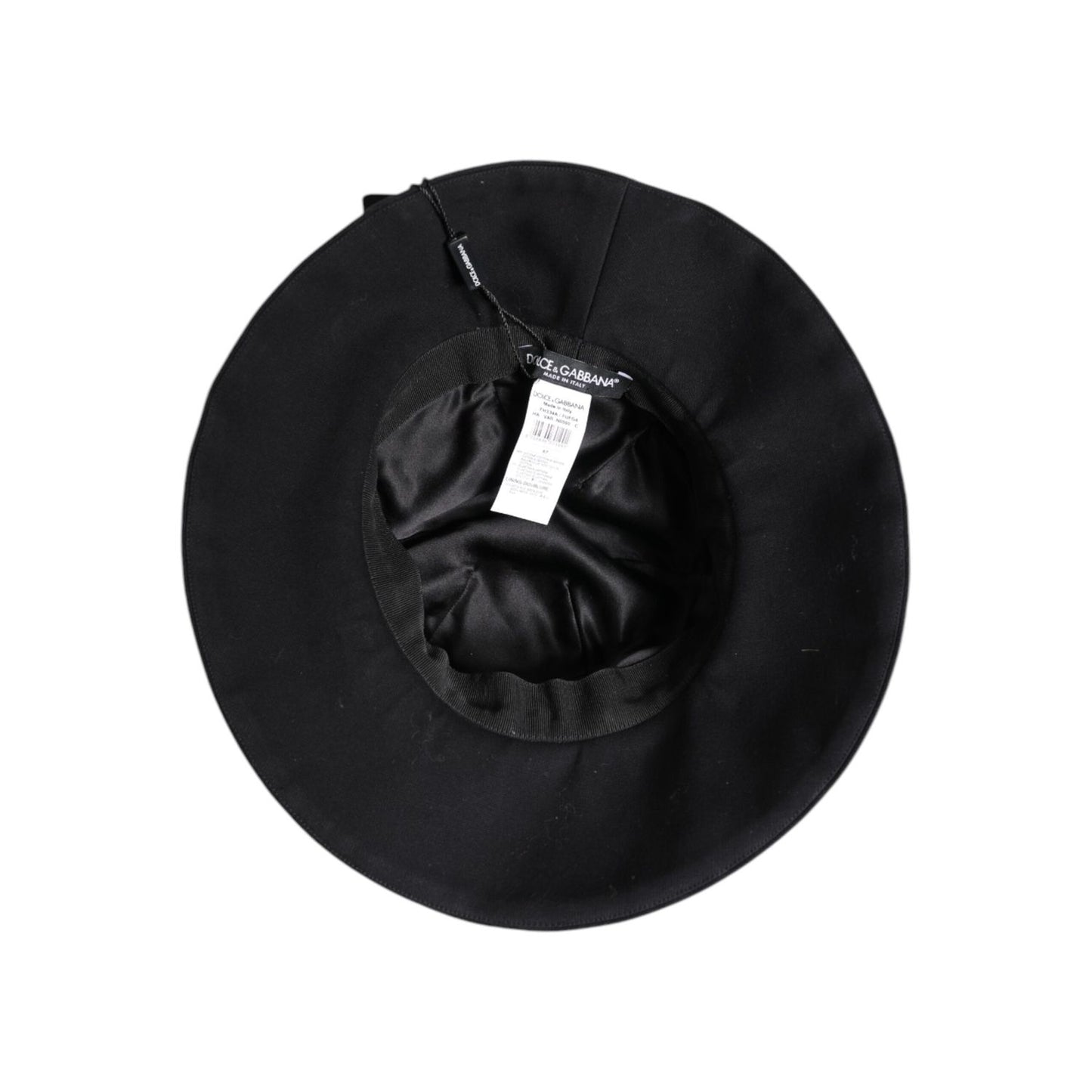 Dolce & Gabbana Black Cotton Wide Brim Bucket Hat