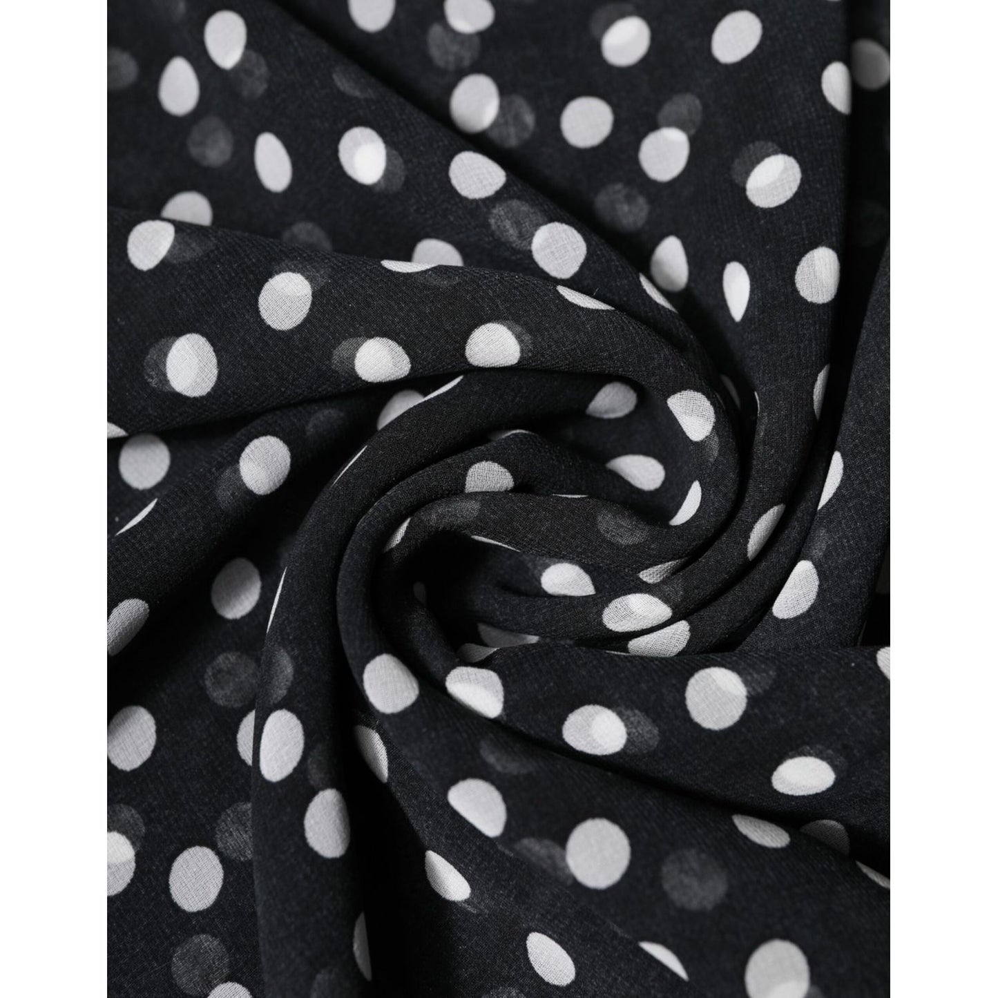 Dolce & Gabbana Black Polka Dots Polyester Wrap Shawl Scarf MS7480