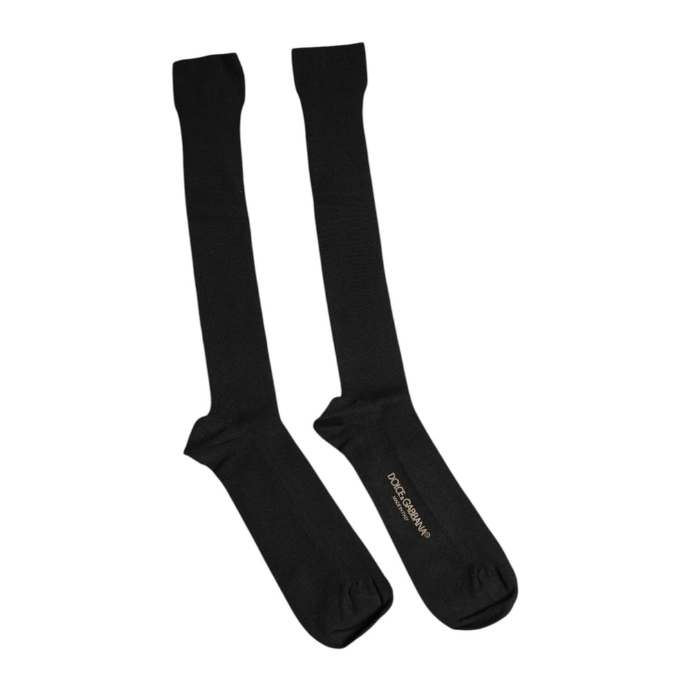 Dolce & Gabbana Black Viscose Logo Over The Calf Socks SCS2194-L