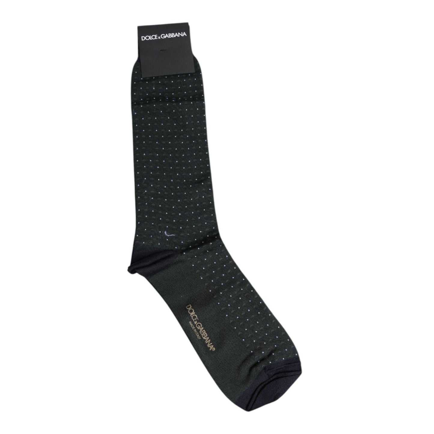 Dolce & Gabbana Black Polka Dots Cotton Mid Calf Socks SCS2200-L