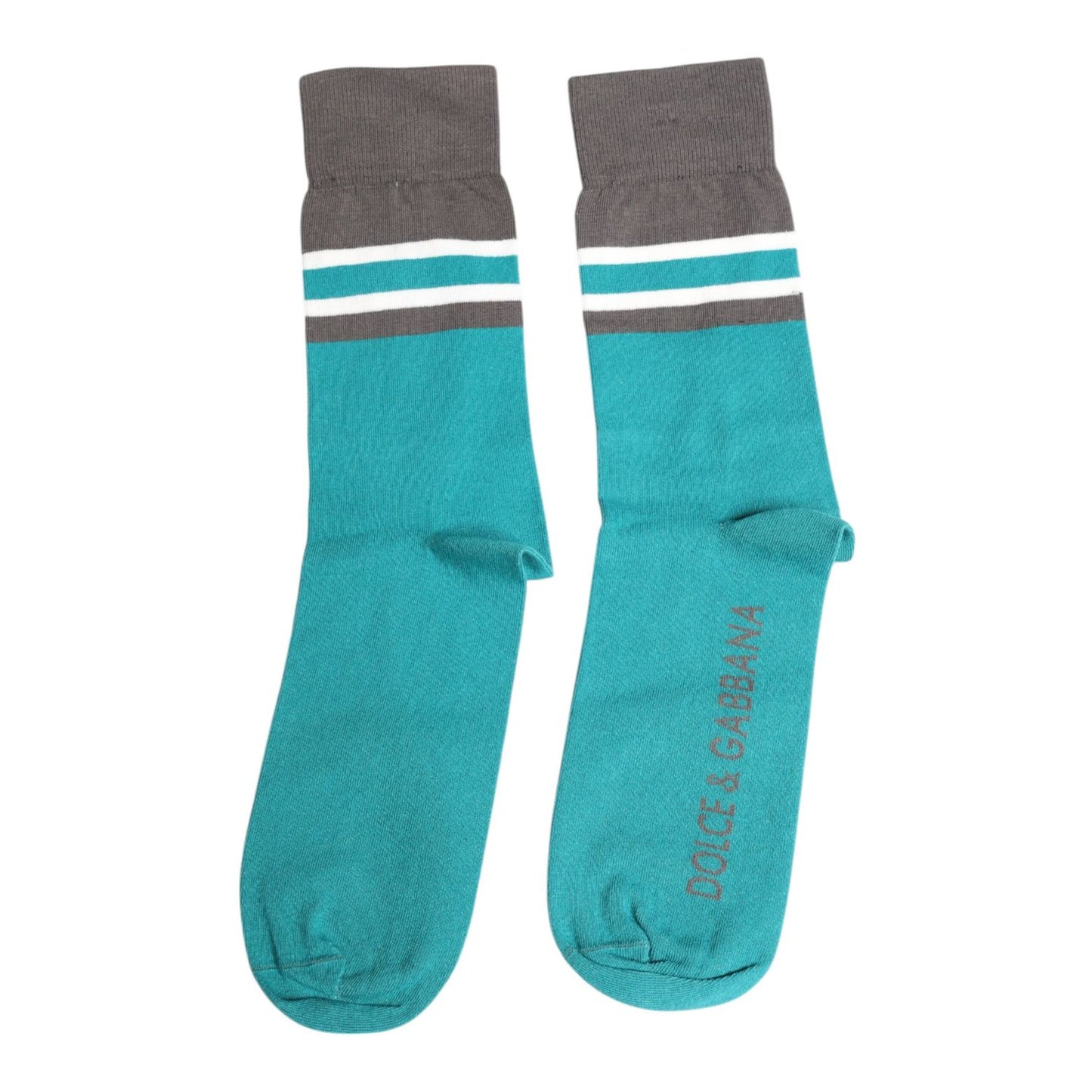 Dolce & Gabbana Green Gray Stretch DG Logo Mid Calf Socks SCS2216-L