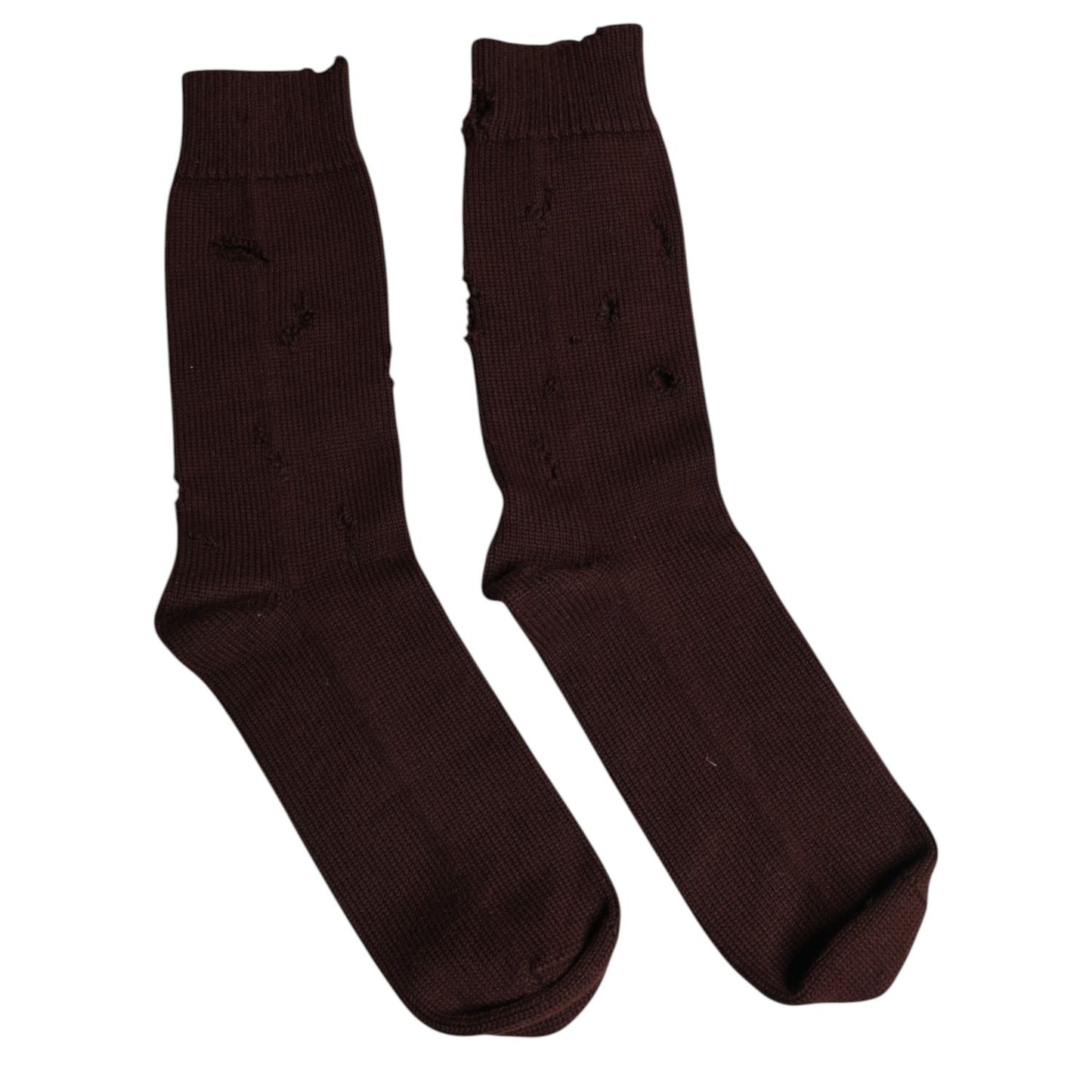 Dolce & Gabbana Brown Solid Cotton Stretch Mid Calf Socks SCS2219-L