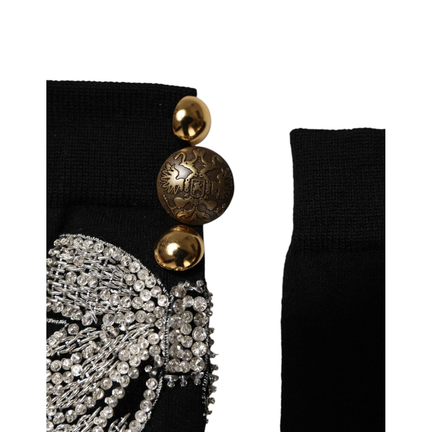 Dolce & Gabbana Black Knit Floral Crystal Embellishment Socks SCS2164-S