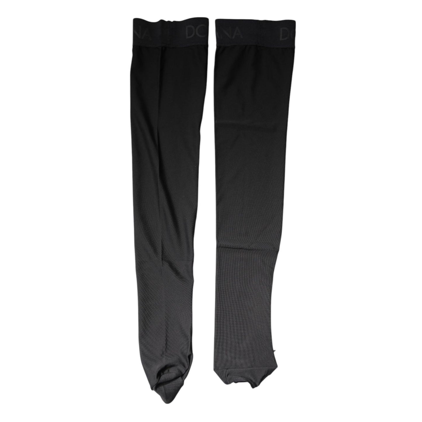 Dolce & Gabbana Black Viscose Stretch Over Calf Stockings Socks