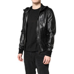 Dolce & Gabbana Black Lambskin Leather Full Zip Biker Jacket