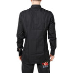 Dolce & Gabbana Black Floral Gold Cotton Dress Formal Shirt