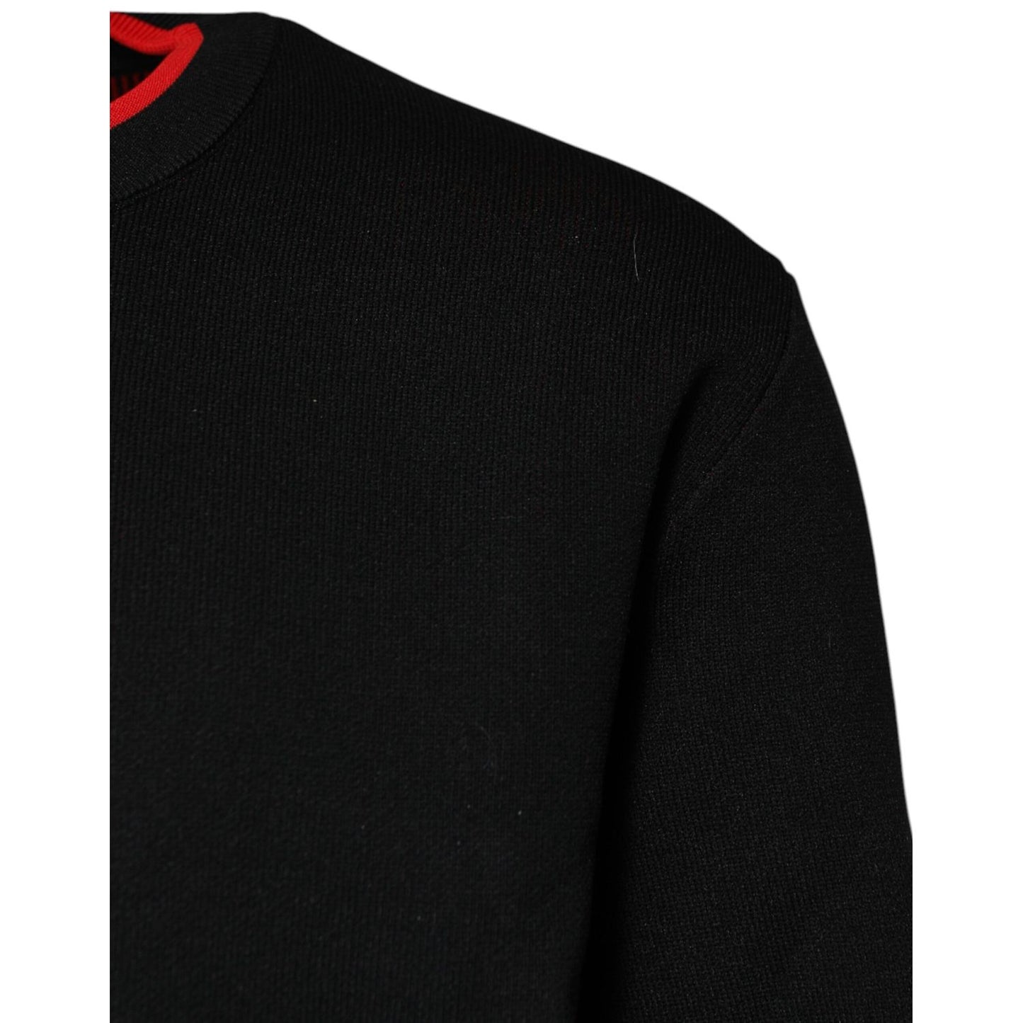 Dolce & Gabbana Black Nylon DGLogo Knit Men Pullover Sweater