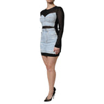 Dolce & Gabbana Black Blue Long Sleeves Denim Mini Dress