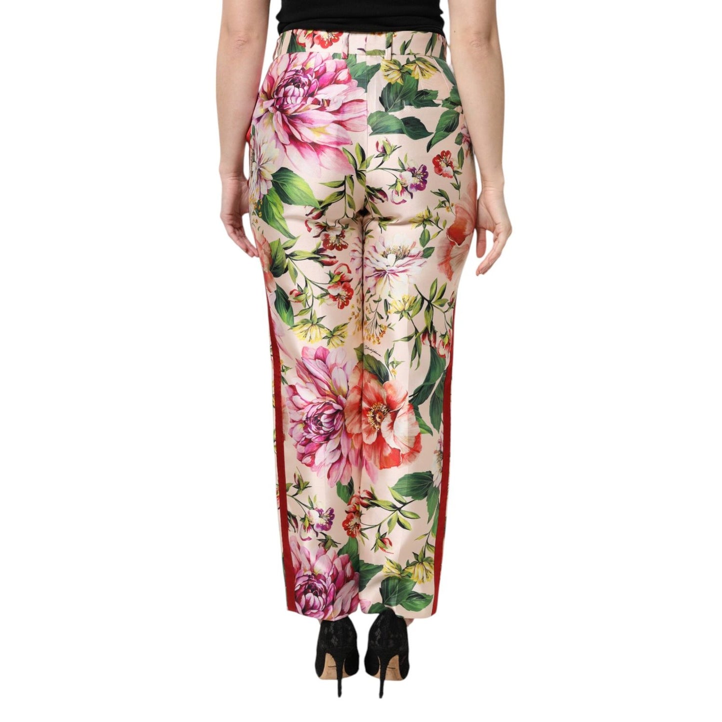 Dolce & Gabbana Multicolor Floral High Waist Straight Pants PAN76312-36