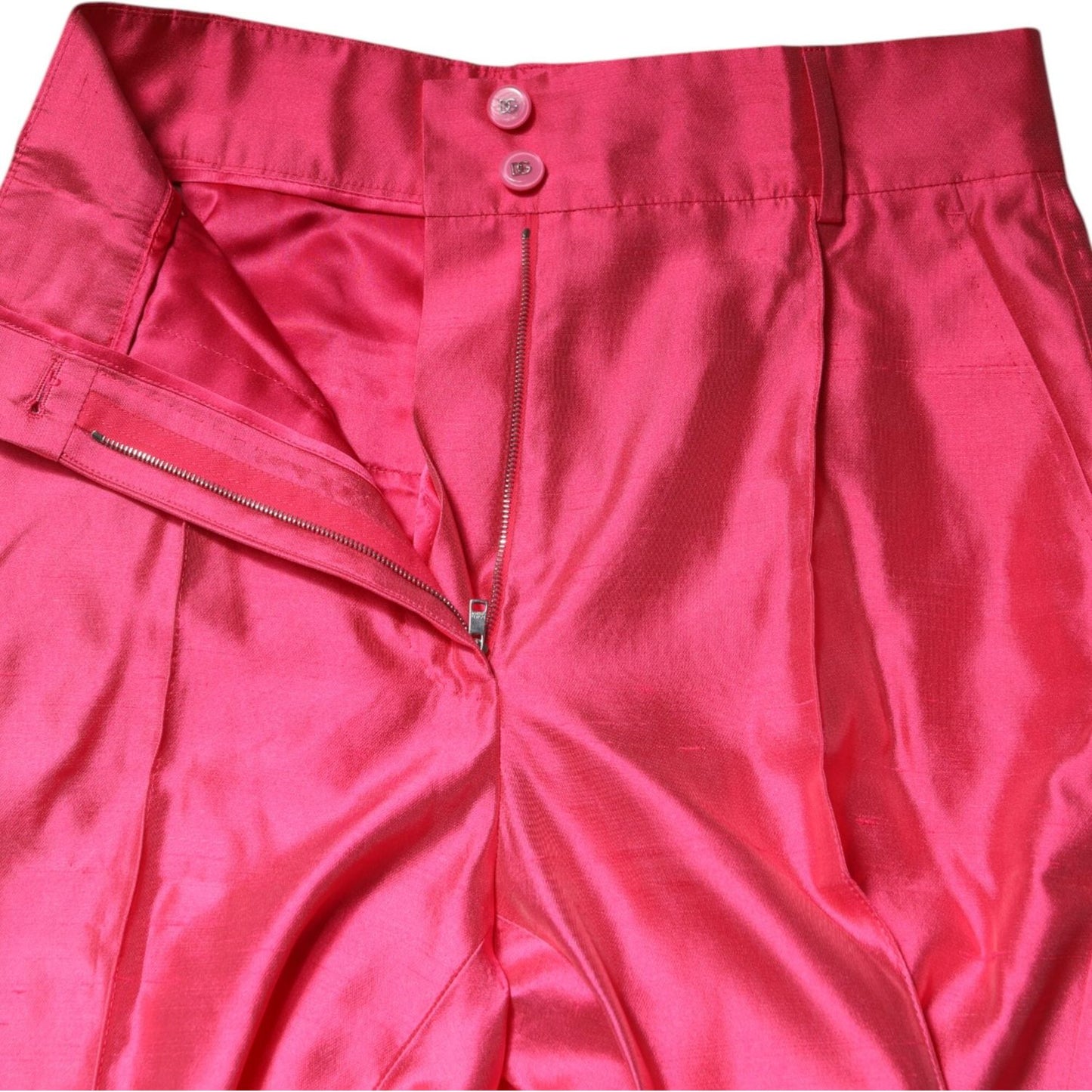 Dolce & Gabbana Pink Silk High Waist Tapered Pants PAN76316-36