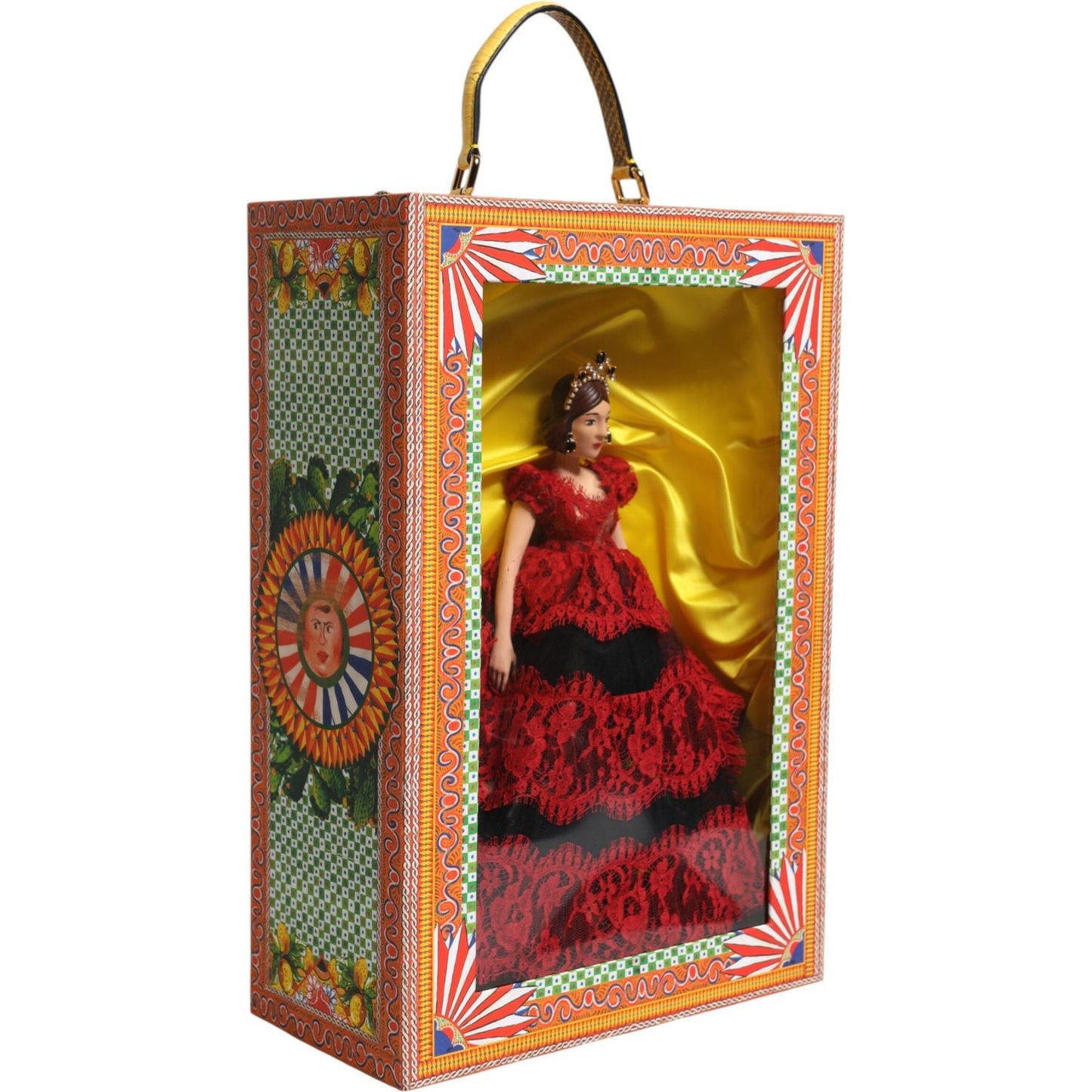 Dolce & Gabbana Red Dress Ceramic Porcelain Fashion Box Leather Sicily Dolls