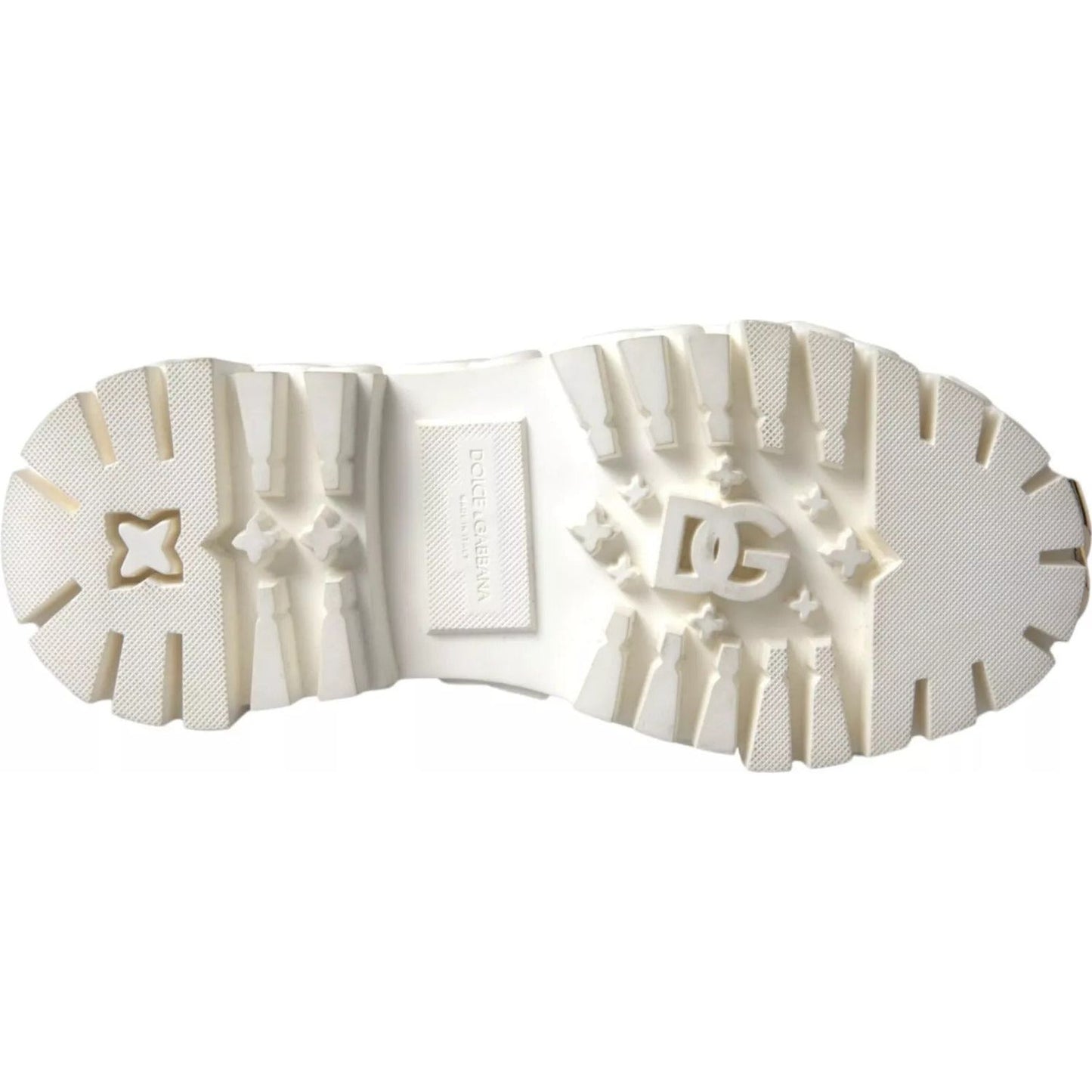 Dolce & Gabbana White Leather Rubber Logo Ankle Boots Shoes