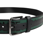 Dolce & Gabbana Green Black Polyester DG Logo Buckle Belt BEL9425-95