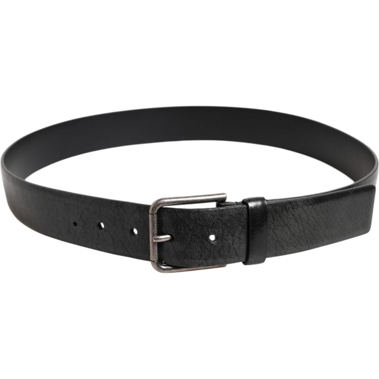 Dolce & Gabbana Black Classic Leather Metal Buckle Belt