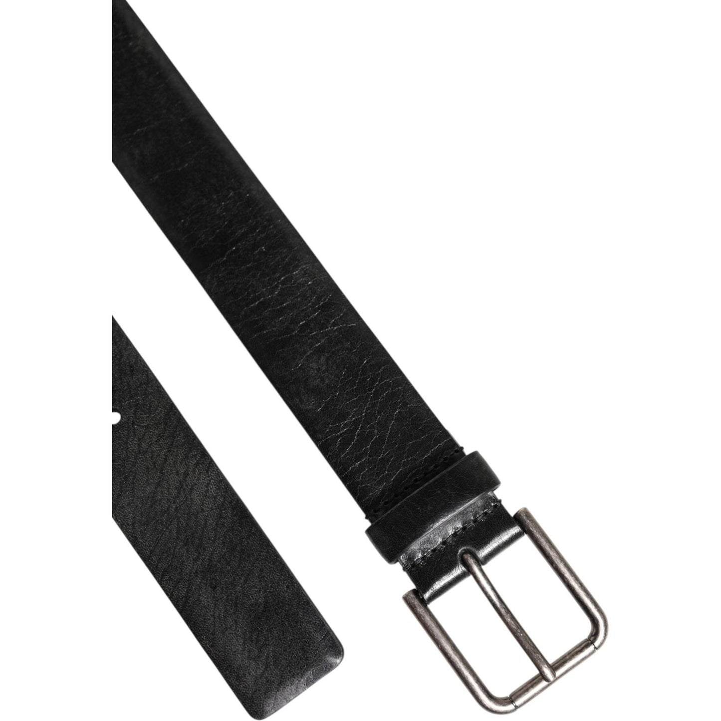 Dolce & Gabbana Black Classic Leather Metal Buckle Belt
