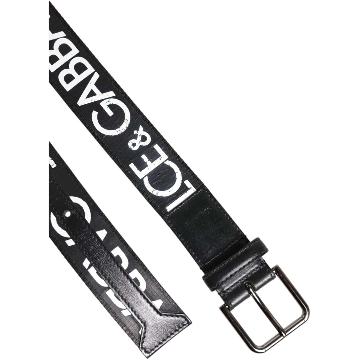 Dolce & Gabbana Black White DG Logo Brass Metal Buckle Belt