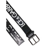 Dolce & Gabbana Black White DG Logo Brass Metal Buckle Belt