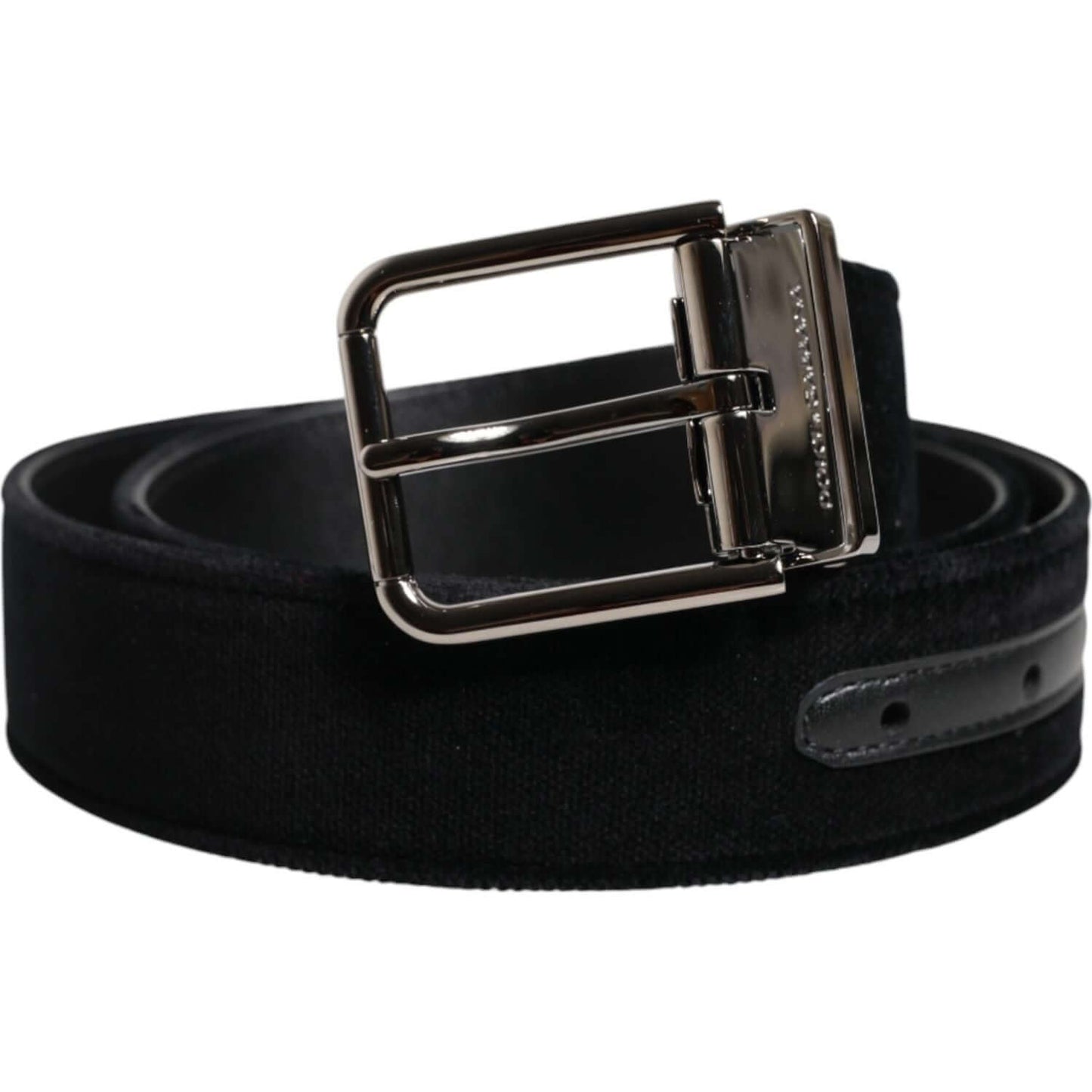 Dolce & Gabbana Black Cotton Silver Metal Buckle Belt