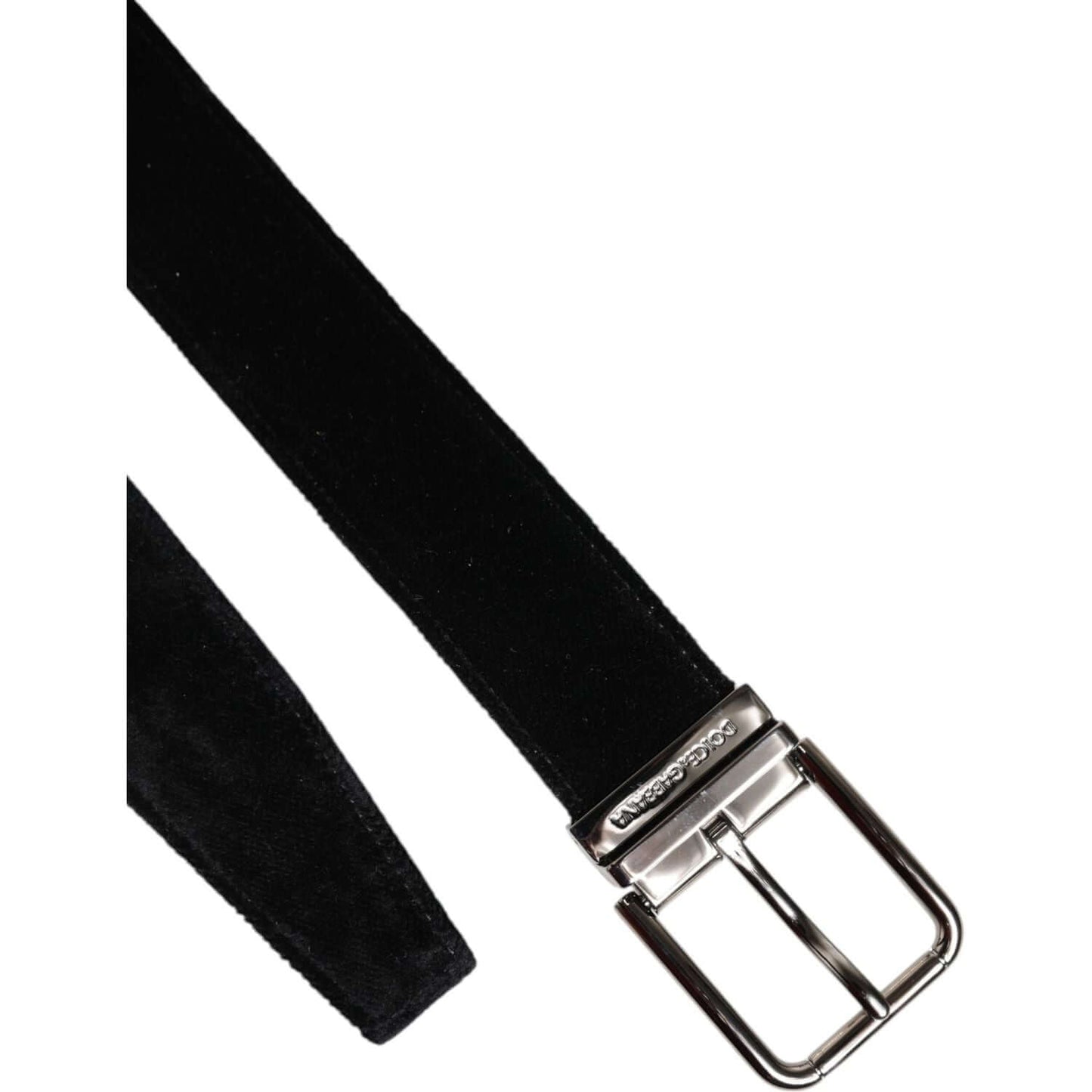 Dolce & Gabbana Black Cotton Silver Metal Buckle Belt