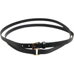Dolce & Gabbana Black Double Strap Leather Gold Buckle Belt BEL9449-115