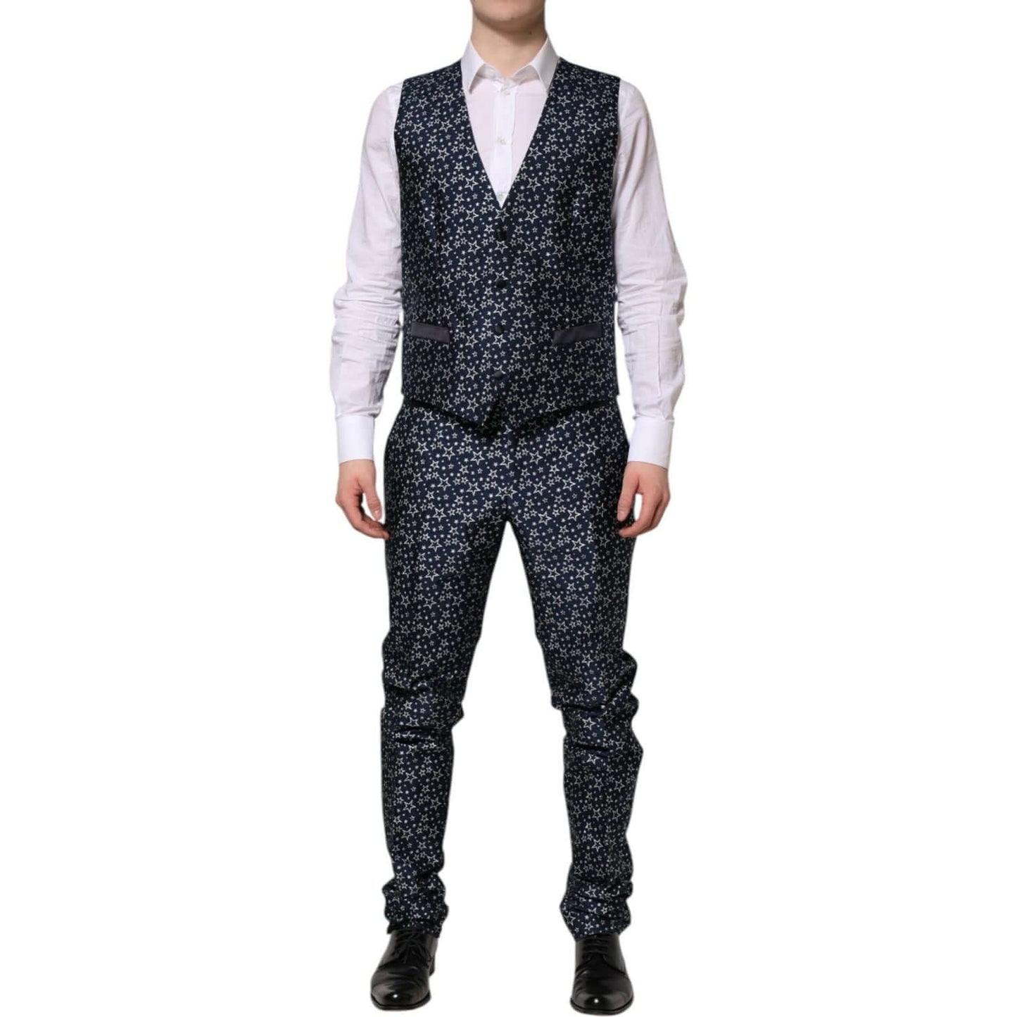 Dolce & Gabbana Blue MARTINI Star Jacquard 3 Piece Suit